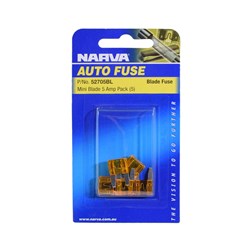 NARVA 5 AMP ORANGE MINI BLADE FUSE 5PK
