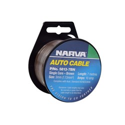 NARVA CABLE S/CORE 3MM 10A 7M BROWN