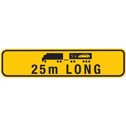 WA 25M COMBO LONG ROAD TRAIN WARNING SIGN - ONE PIECE - ALUMINIUM