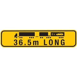 WA 36.5M LONG ROAD TRAIN B-DOUBLE WARNING SIGN - ONE PIECE - VINYL BANNER