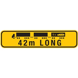 WA 42M LONG ROAD TRAIN PBS WARNING SIGN - ONE PIECE - ALUMINIUM