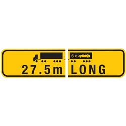 WA 27.5M LONG ROAD TRAIN B-DOUBLE WARNING SIGN - TWO PIECE - ALUMINIUM